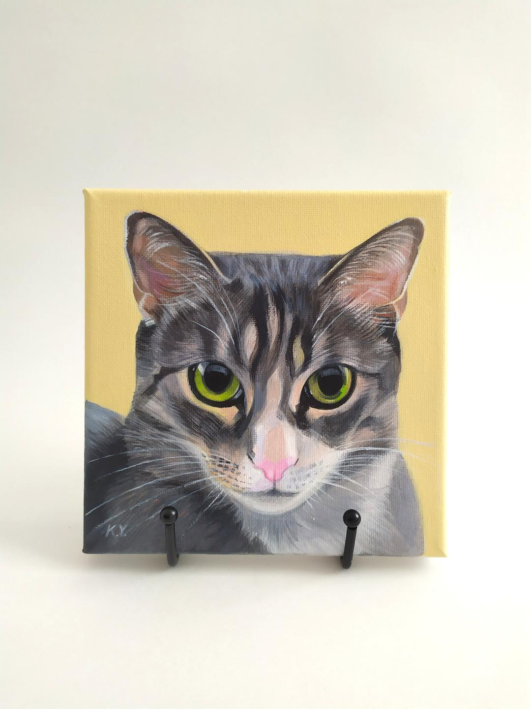 A custom hand-painted pet portrait